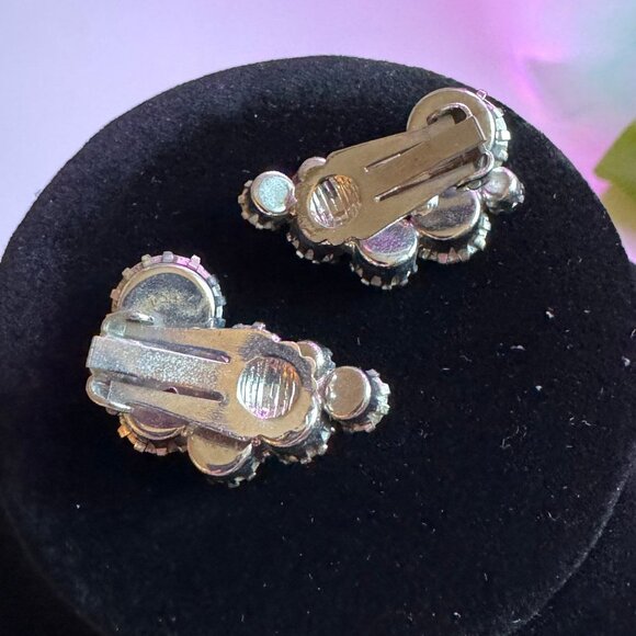 Rhinestone Clip on Earrings 2 - Picture 2 of 2